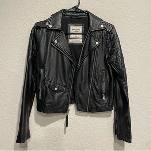 Abercrombie & Fitch Black Vegan Leather Moto Jacket XS